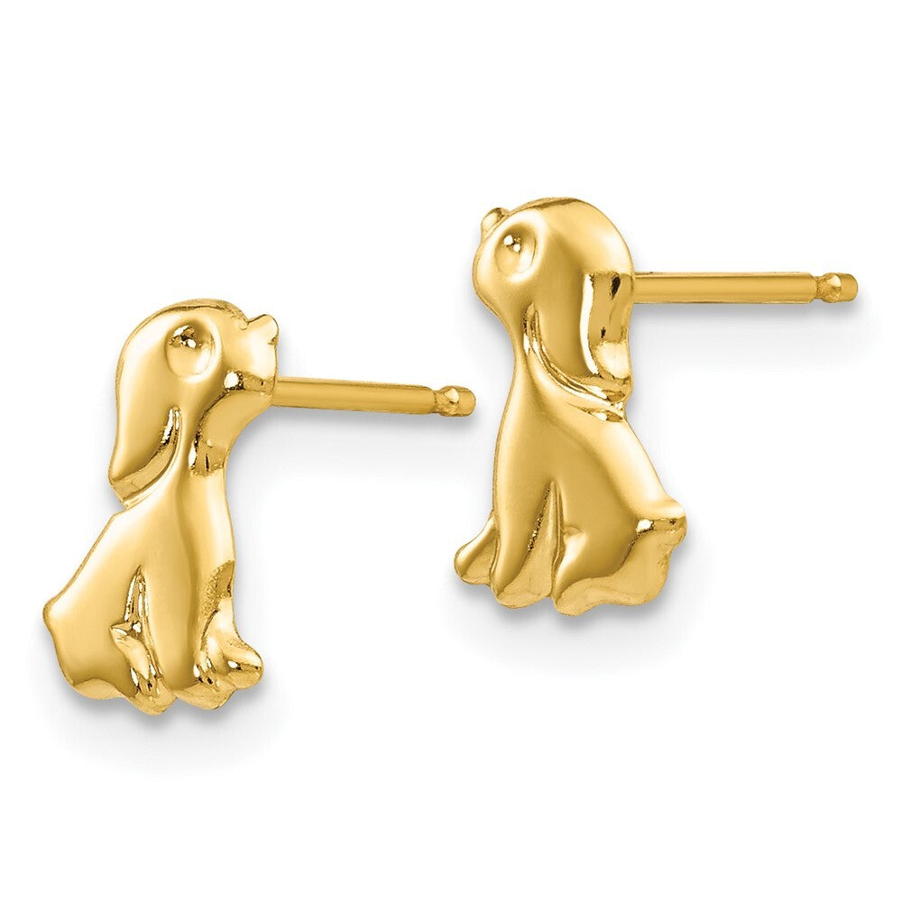 14k Yellow Gold Sitting Dog Stud Earrings