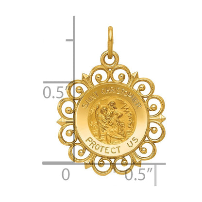 14k Yellow Gold Saint Christopher Medal Charm Pendant for Women