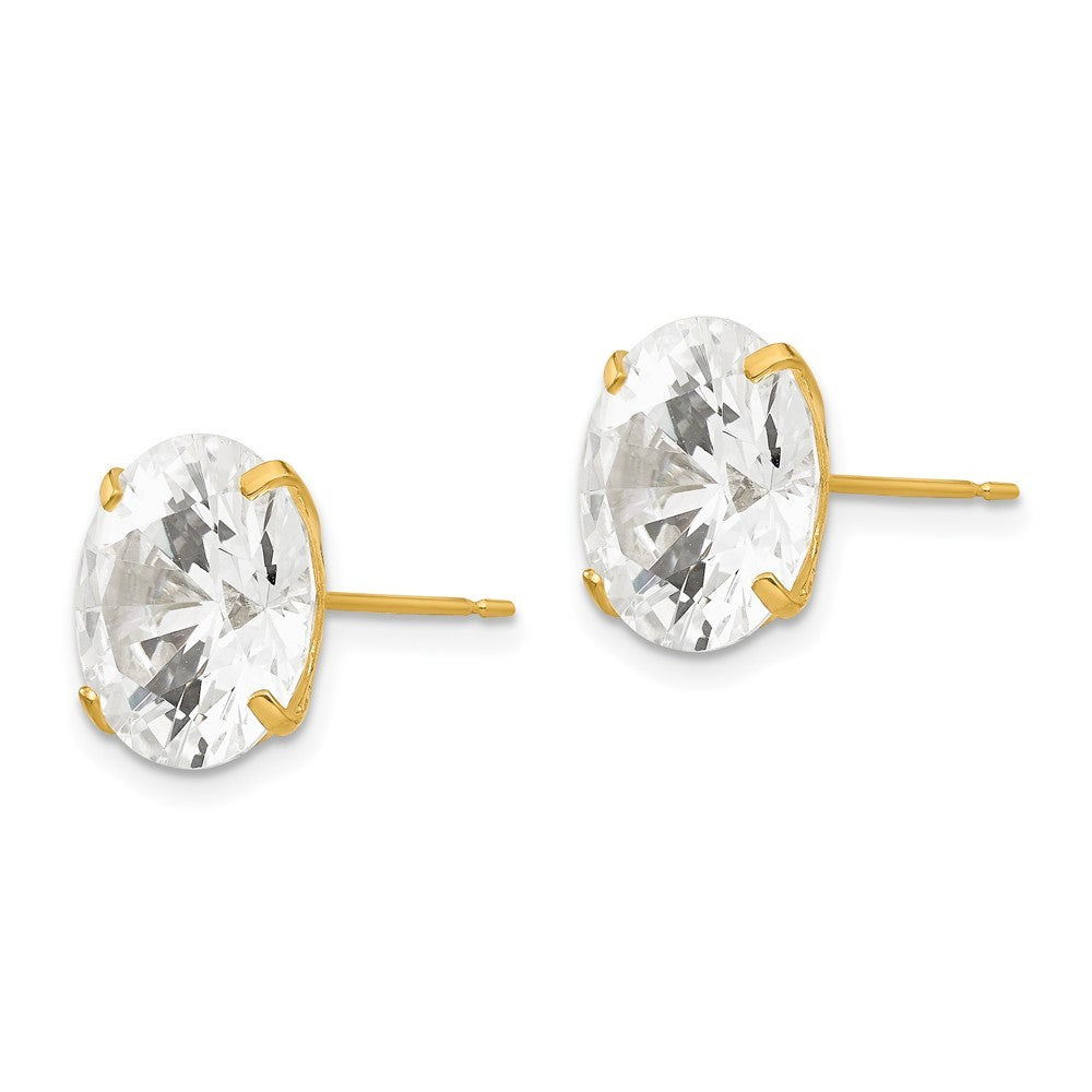 14k Yellow Gold 11mm Round CZ Post Earrings