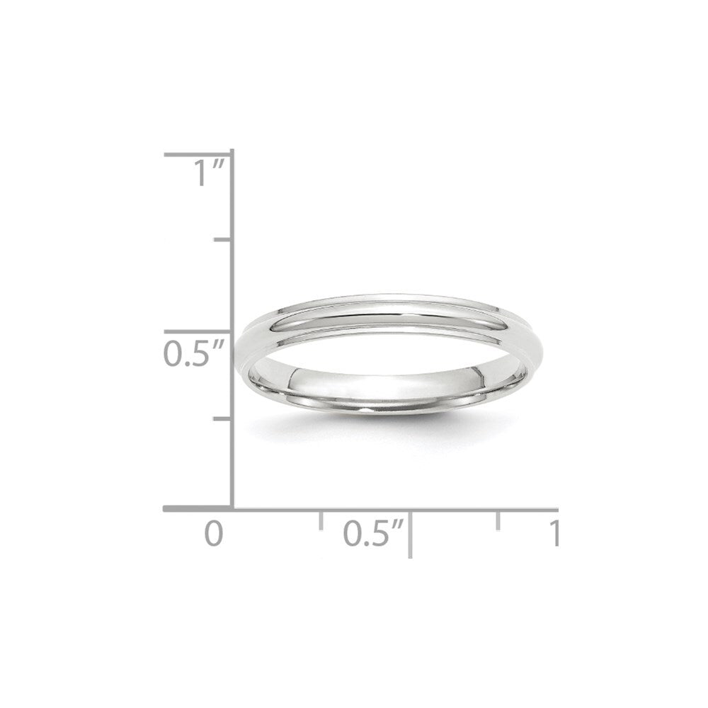 14k White Gold 3mm Half Round with Edge Wedding Band Size 11