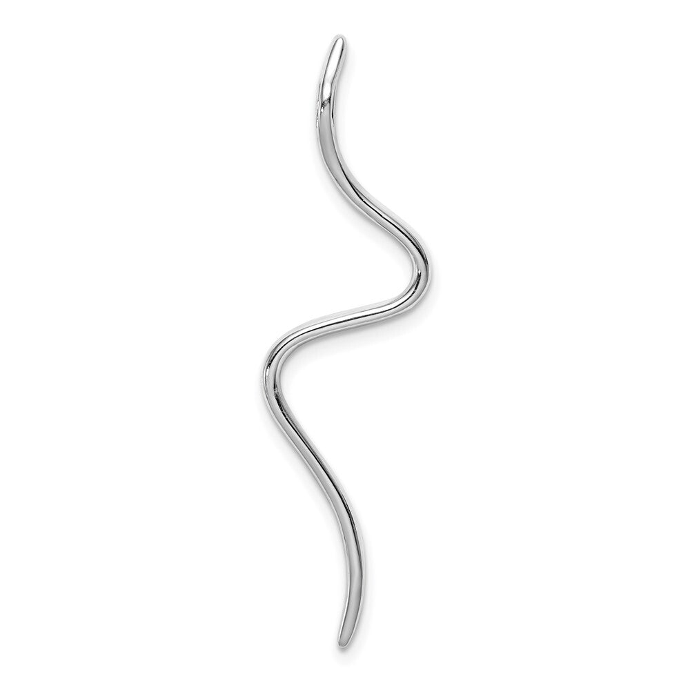 14k White Gold Fancy 1/6ct. Diamond Curved Line Chain Slide Pendant for Women