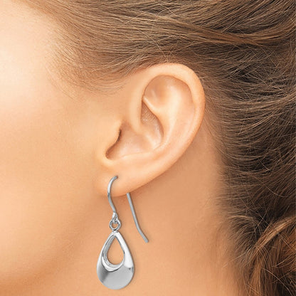14k White Gold Teardrop Hollow Dangle Earrings Gift for Women