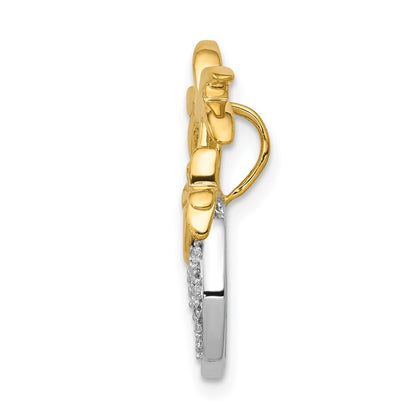 14k Two-Tone Gold Diamond Double Palm Tree and Wave Chain Slide