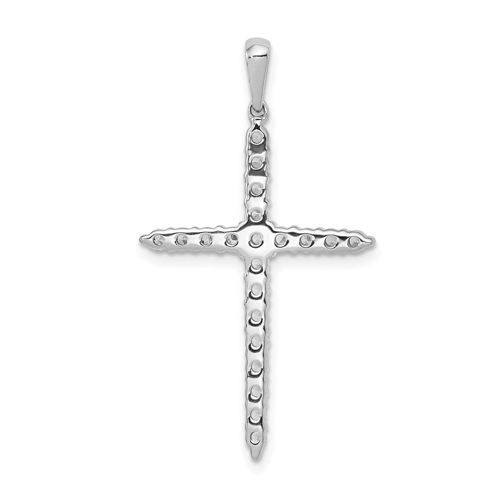 14k White Gold Polished 1 2ct. Diamond Cross Pendant