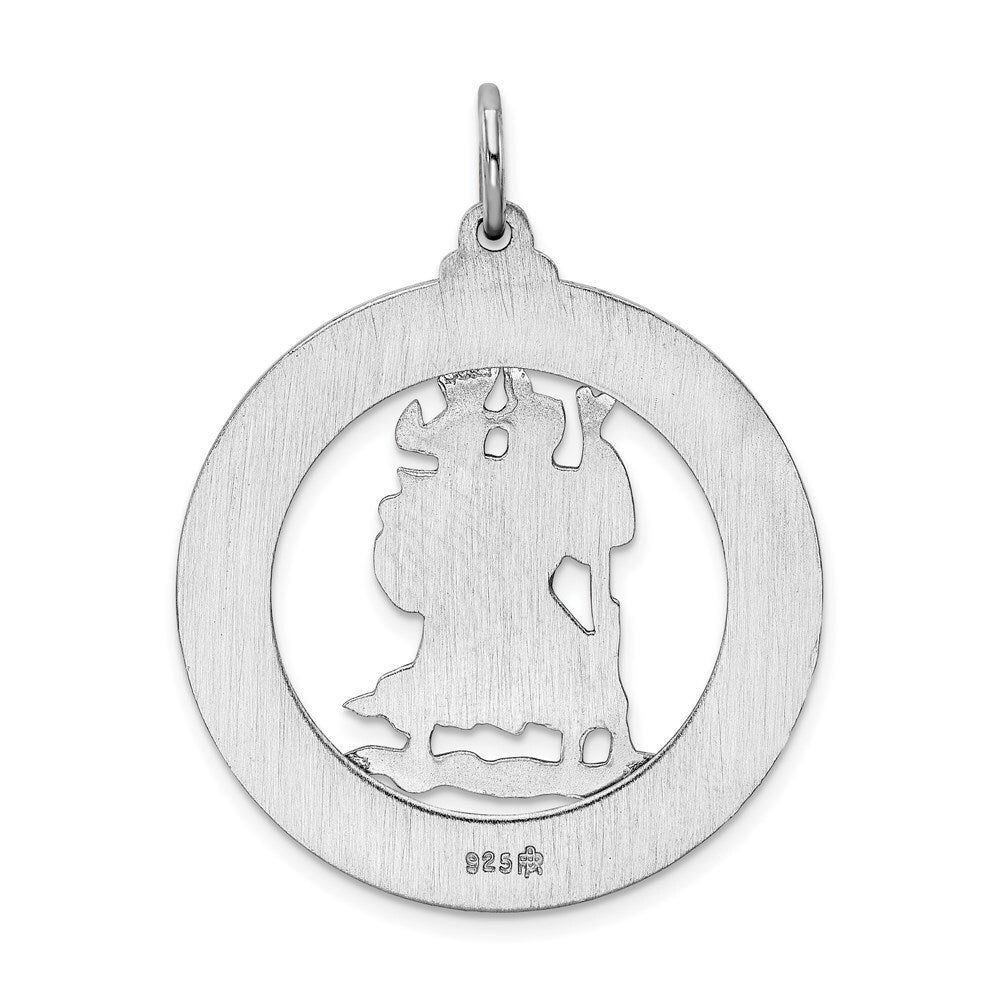 Sterling Silver Rhodium-plated Saint Christopher Medal Pendant