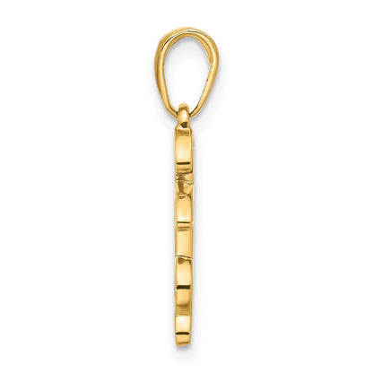 14k Yellow Gold and White Rhodium Diamond-Cut Heart It's A Boy Pendant