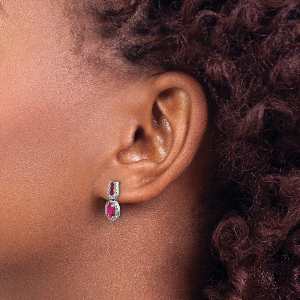 14k White Gold Diamond and Ruby Drop & Dangle Earrings