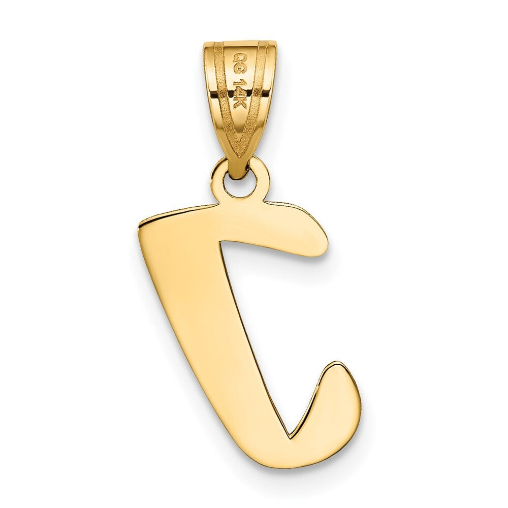 14k Yellow Gold Polished Script Letter I Initial Pendant for Women