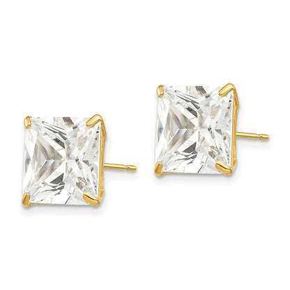 14k Yellow Gold 10mm Square CZ Earrings