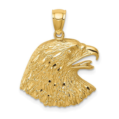 14k Yellow Gold Diamond-Cut Eagle Pendant for Women
