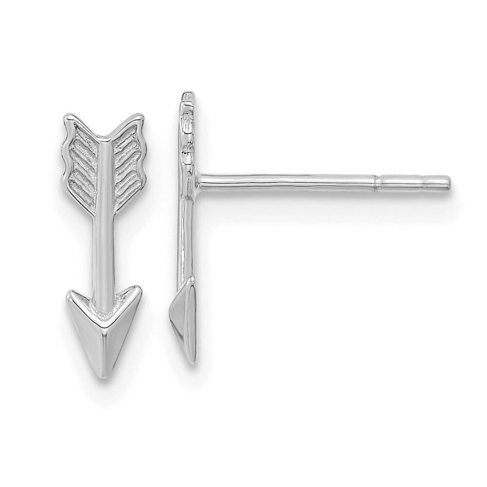14k White Gold Polished Arrow Stud Earrings Gift for Women
