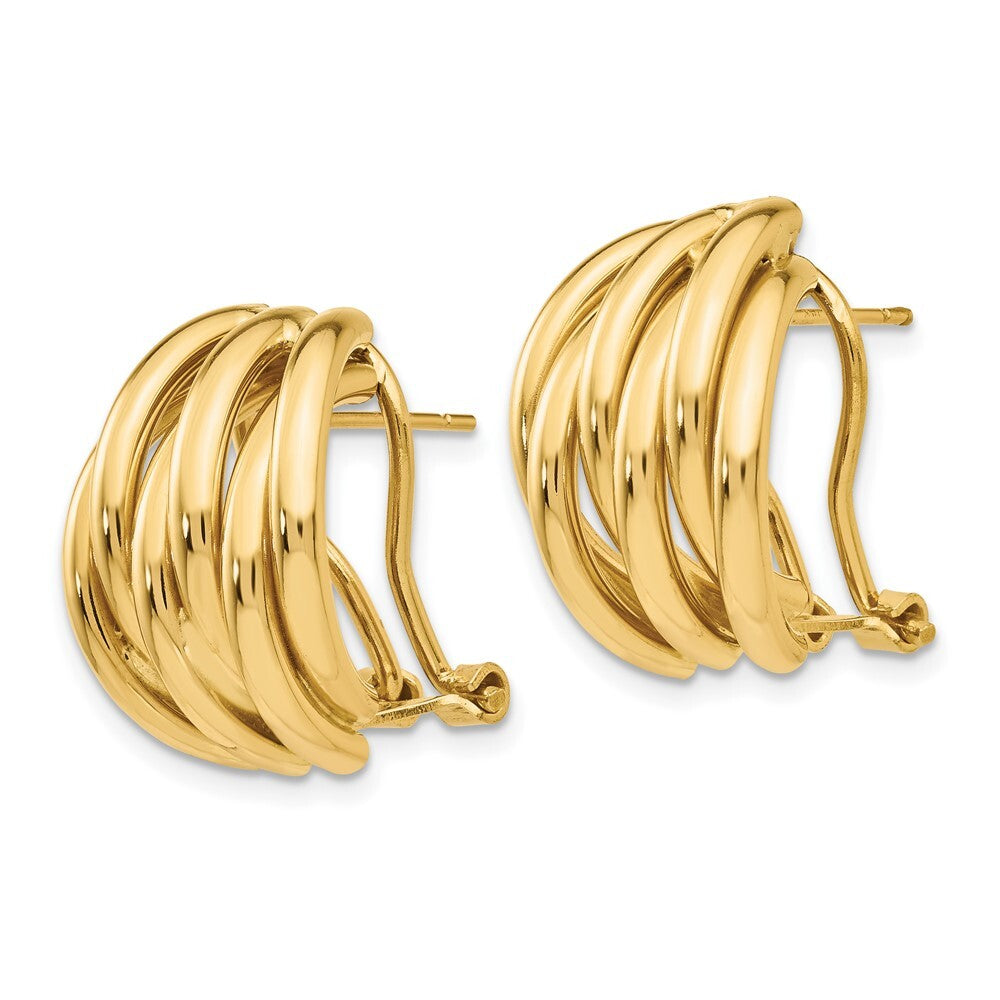 14k Yellow Gold Polished Fancy Omega Back Stud Earrings