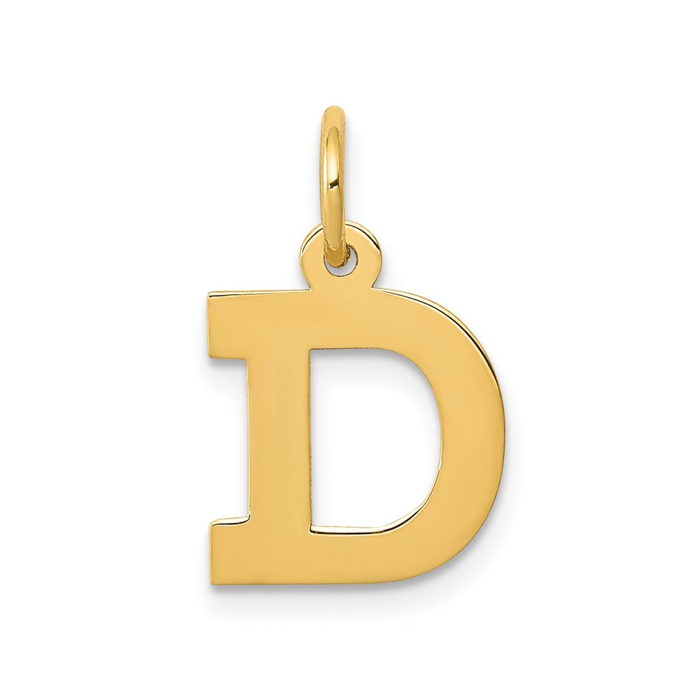 14k Yellow Gold Small Block Letter D Initial Charm