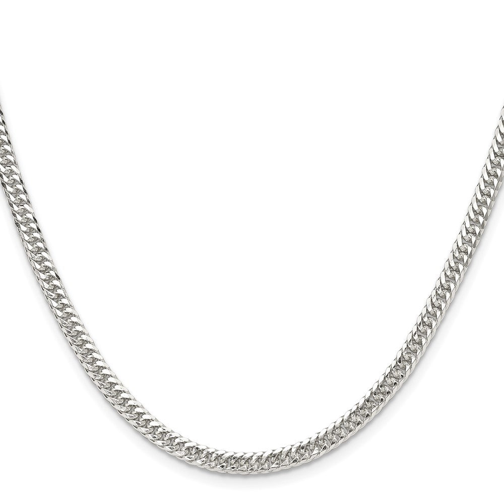 Sterling Silver Polished 3.9mm Double Diamond-cut Curb Chain Necklace