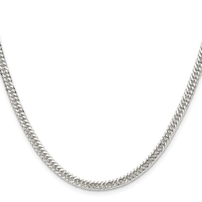 Sterling Silver Polished 3.9mm Double Diamond-cut Curb Chain Necklace