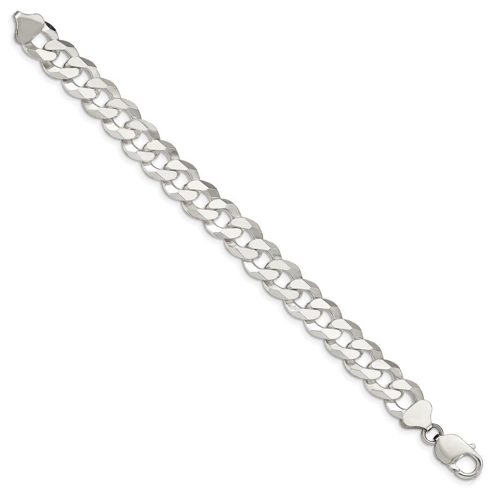 Sterling Silver 12.3mm Beveled Curb Chain Bracelet