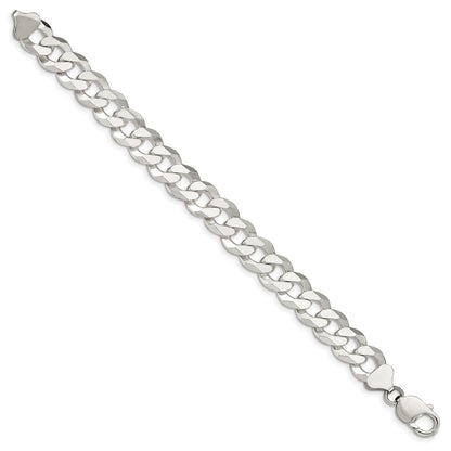 Sterling Silver 12.3mm Beveled Curb Chain Bracelet