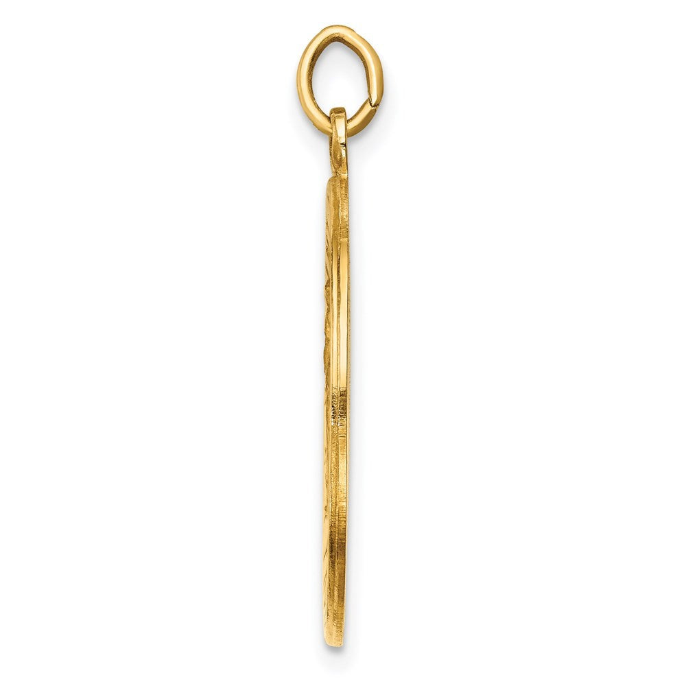 14k Yellow Gold Solid Polished Satin Medium Round St. Christopher Medal