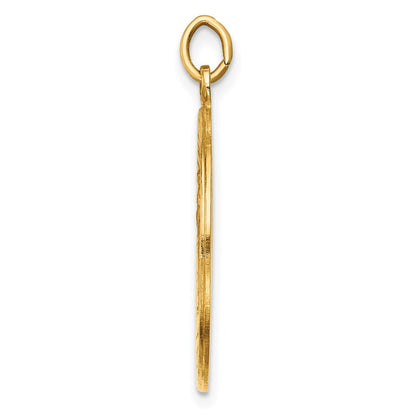 14k Yellow Gold Solid Polished Satin Medium Round St. Christopher Medal