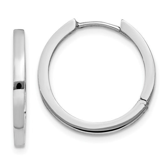 14K White Gold Hinged Hoop Earrings Gift for Women