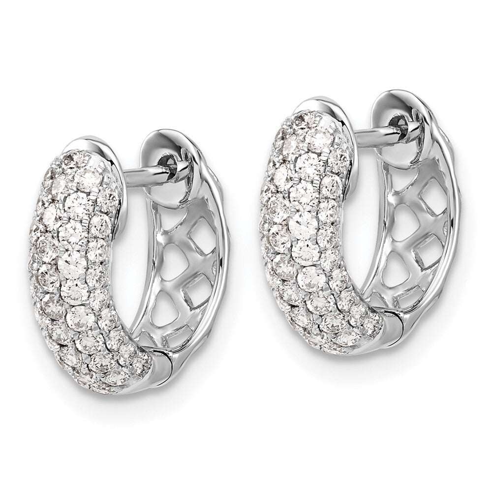 14k White Gold Diamond Hinged Hoop Earrings