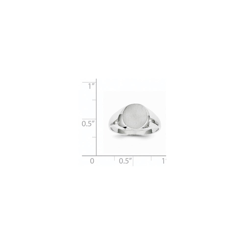14k White Gold 9.0x9.5mm Closed Back Signet Ring