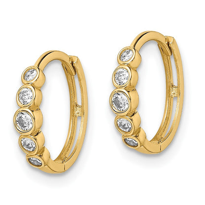 14k Yellow Gold CZ Hinged Hoop Earrings