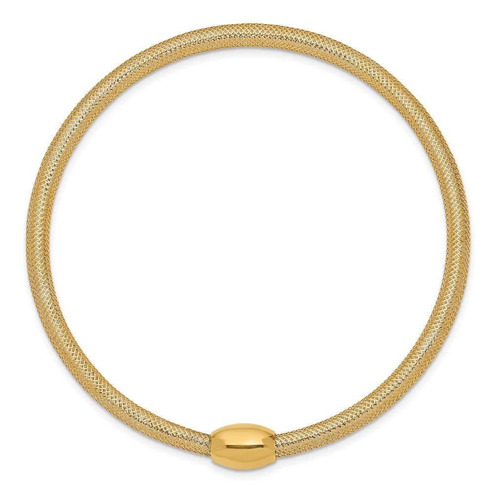 14k Yellow Gold 3mm Woven Mesh Slip-on Stretch Bracelet