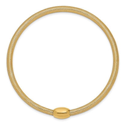 14k Yellow Gold 3mm Woven Mesh Slip-on Stretch Bracelet