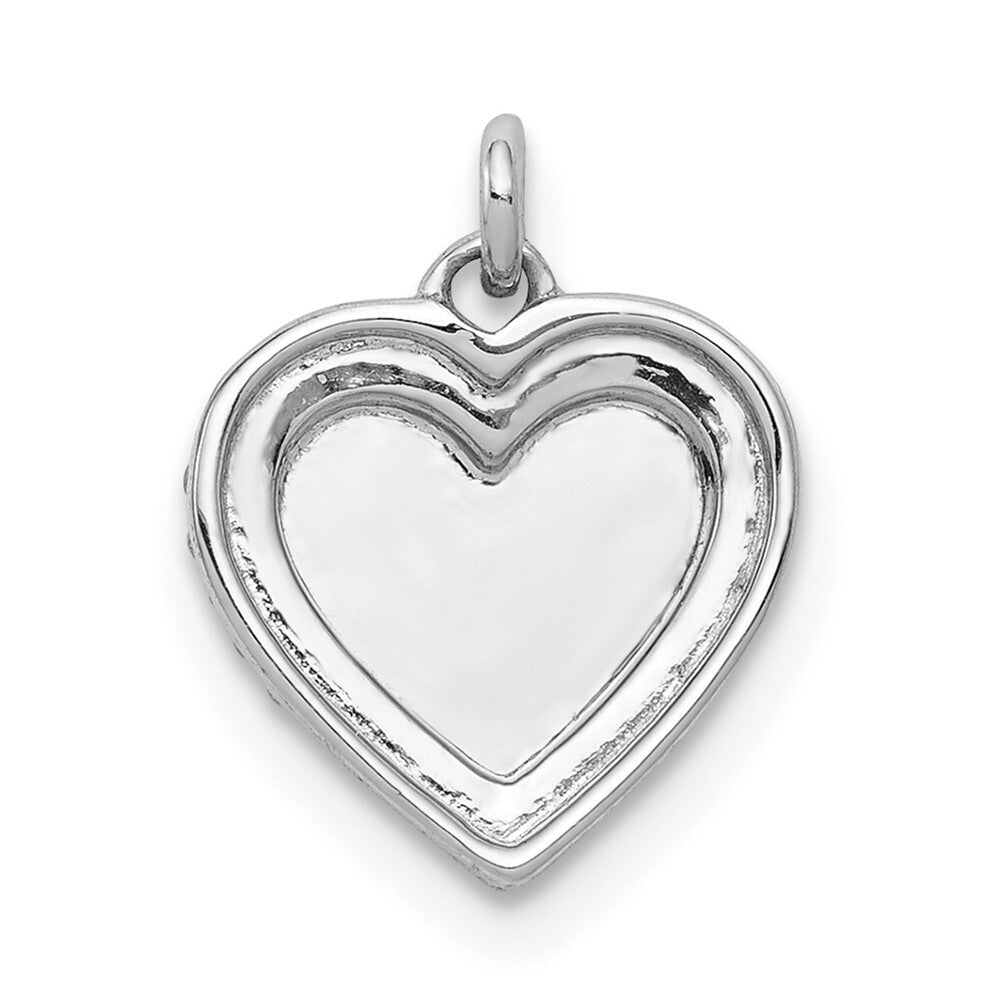 14k White Gold 1/10ct. Diamond Fancy Polished Heart Pendant for Women