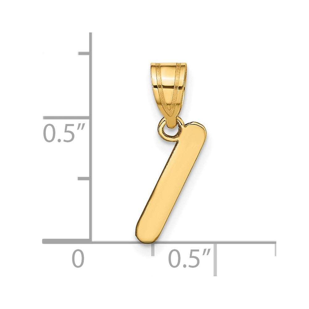 14k Yellow Gold Polished Bubble Letter I Initial Pendant for Women