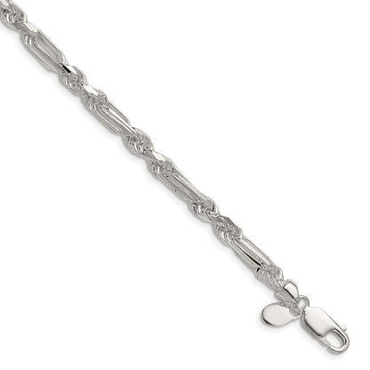 Sterling Silver 4.75mm Diamond-Cut Figarope Chain Bracelet