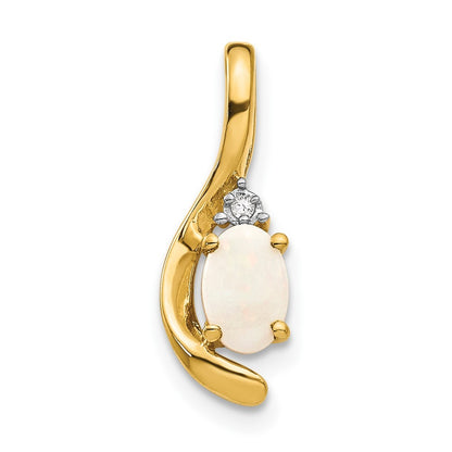 14k Yellow Gold Opal and Diamond Pendant