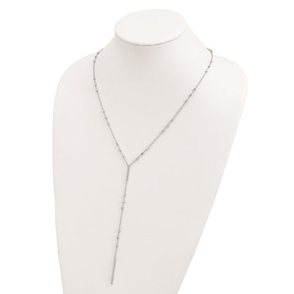 Sterling Silver Rhod-plated Beads Vertical Bar Y-Necklace
