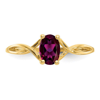 14K Yellow Gold Rhodolite Garnet Birthstone Ring