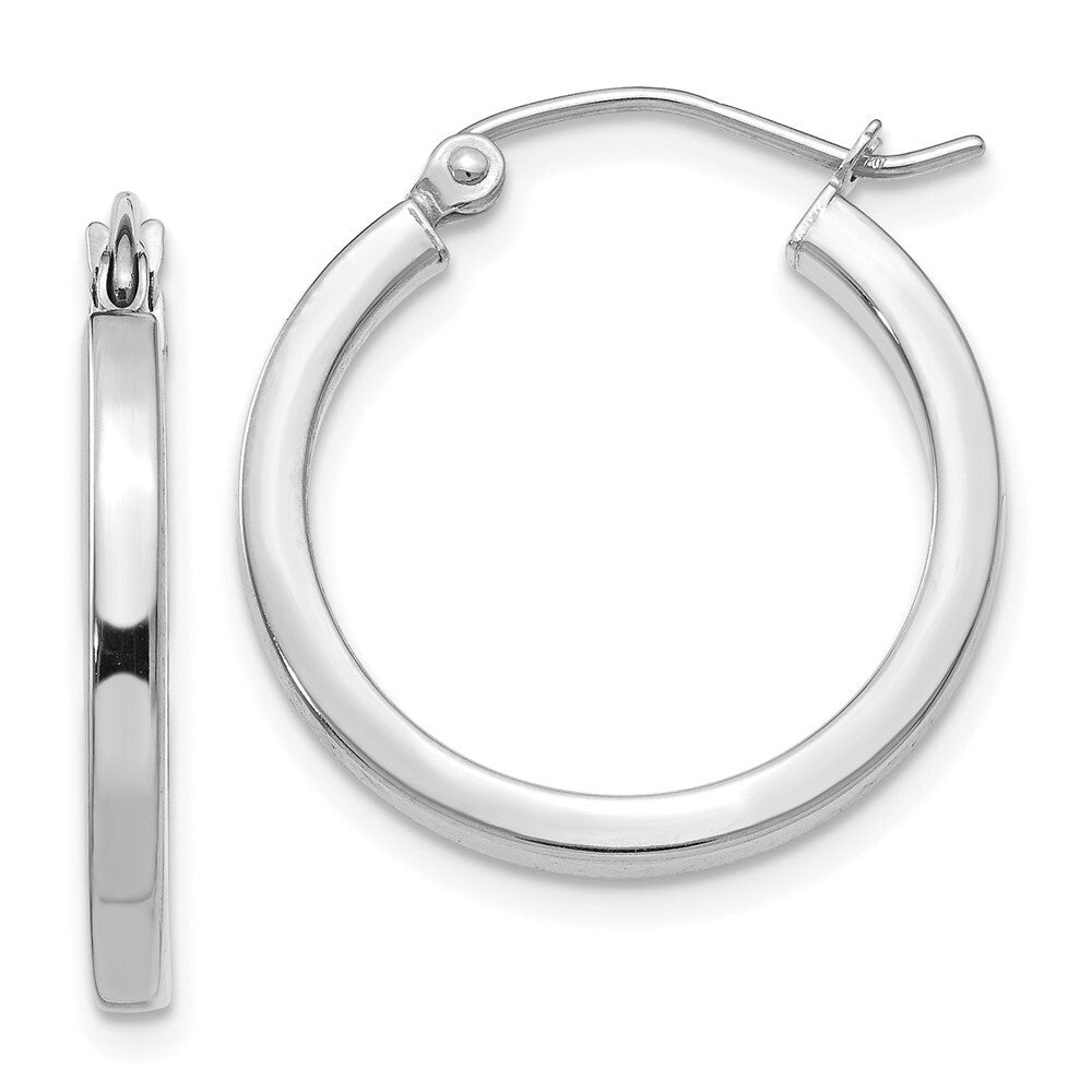 14k White Gold 2mm Square Tube Hoops Gift for Women