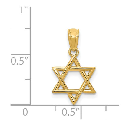 14k Yellow Gold Polished Star of David Pendant for Women