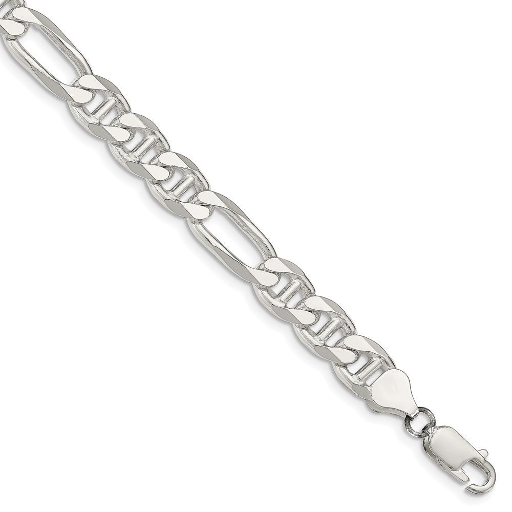 Sterling Silver 8.25mm Figaro Anchor Chain Bracelet