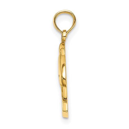 14k Yellow Gold 2-D CURACAO Under Polished Dolphin Charm Pendant for Women