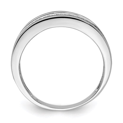 Sterling Silver Rhodium Plated Diamond Men's Band