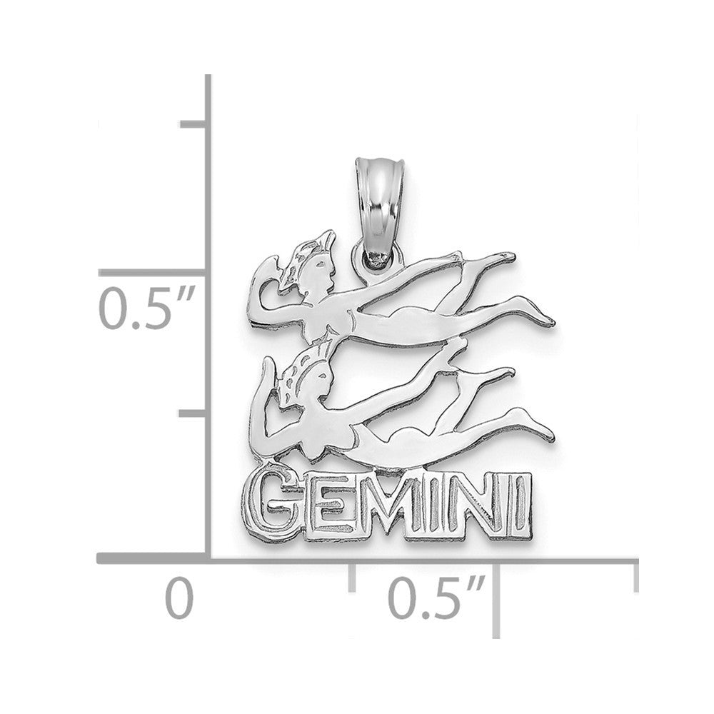 14k White Gold WG GEMINI Zodiac Charm Pendant