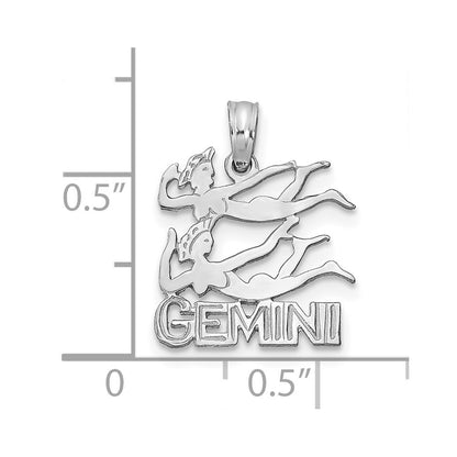 14k White Gold WG GEMINI Zodiac Charm Pendant