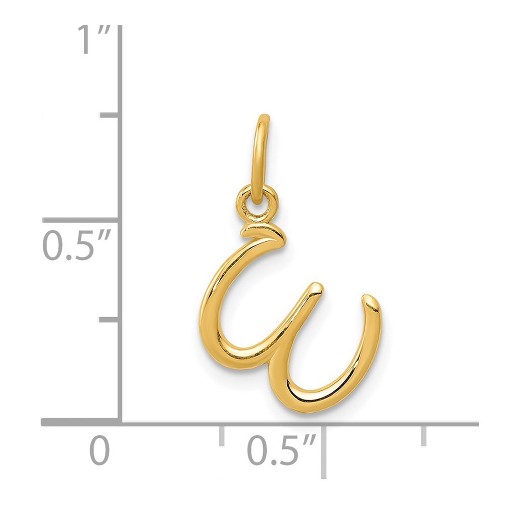 14k Yellow Gold Letter W Initial Charm Pendant for Women