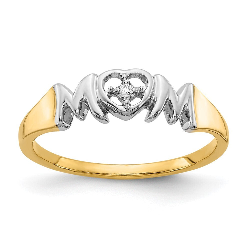 14K Yellow Gold w/Rhodium Diamond MOM Ring Size 7