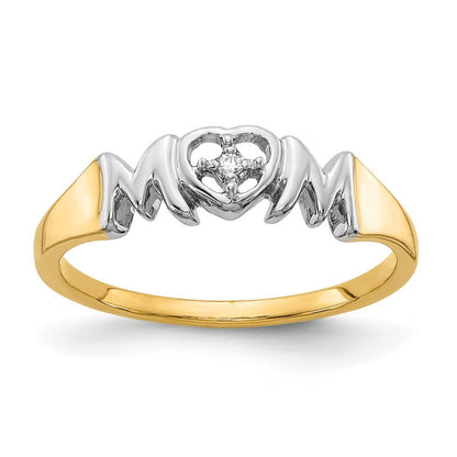 14K Yellow Gold w/Rhodium Diamond MOM Ring Size 7