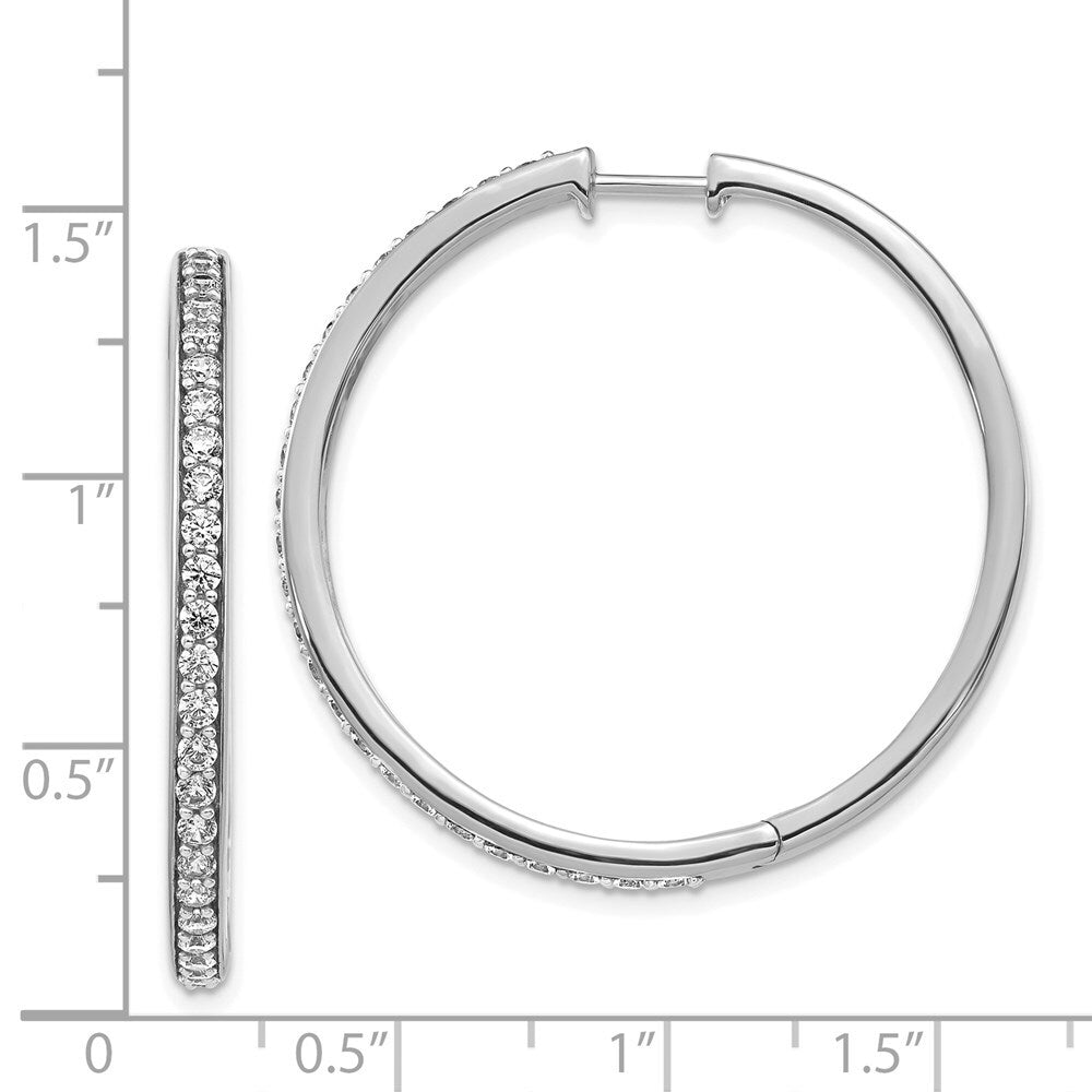 14k White Gold Diamond Hinged Hoop Earrings