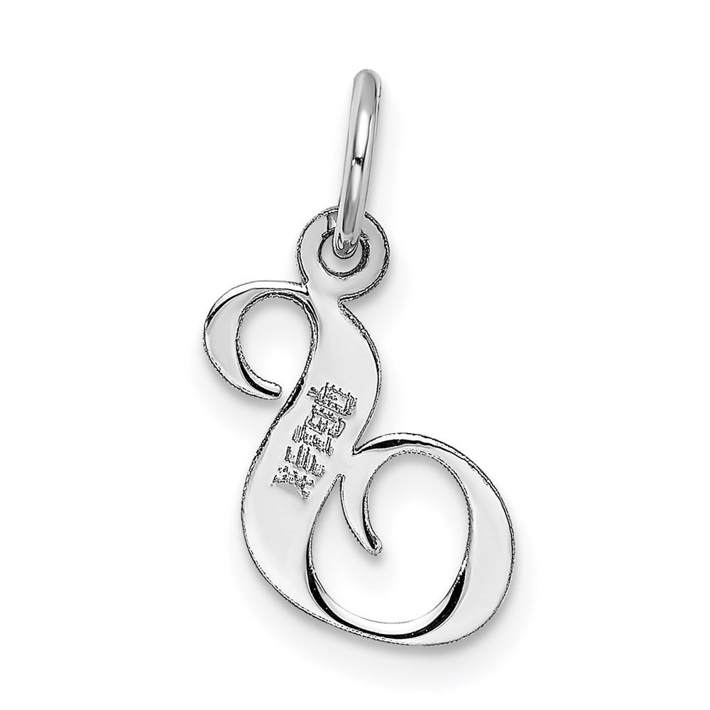 14k White Gold Small Fancy Script Letter S Initial Charm Pendant