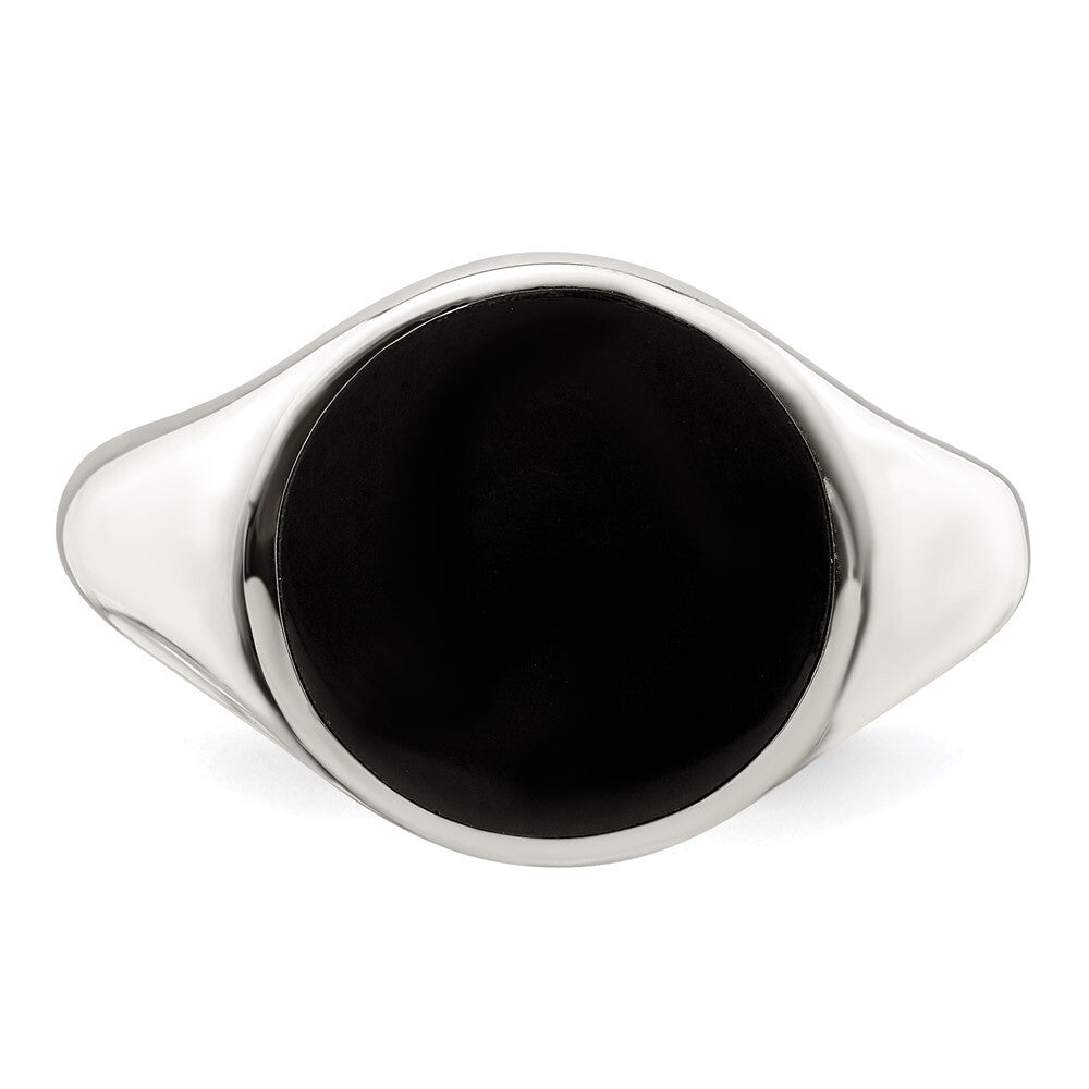 Sterling Silver Onyx Inlay Ring Size 8