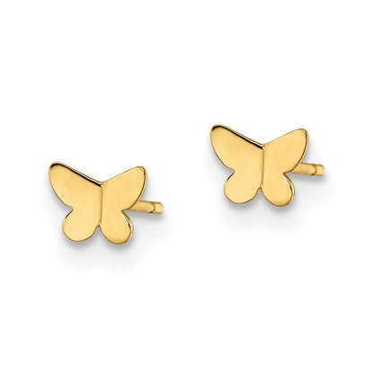 14k Yellow Gold Butterfly Stud Earrings Gift for Women