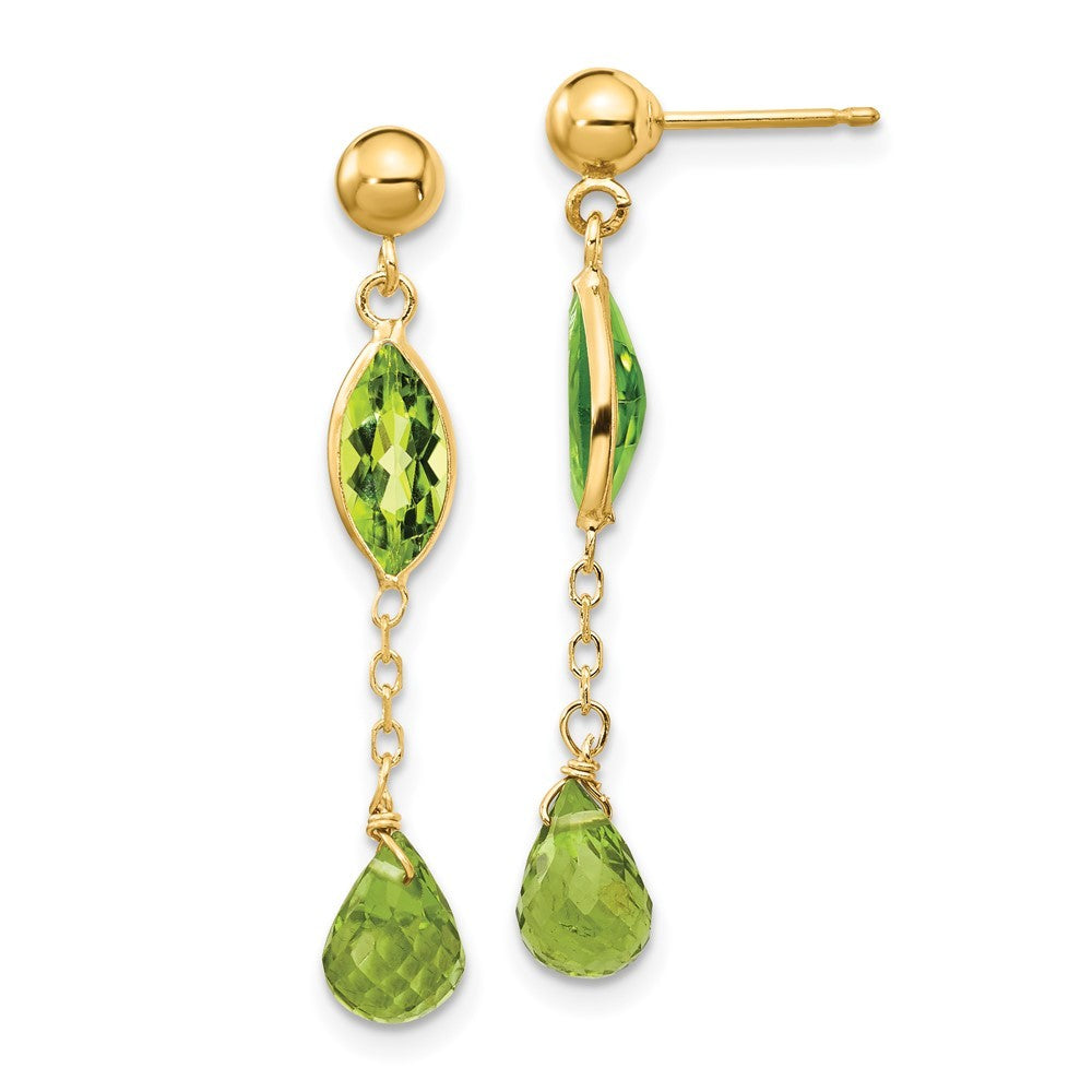 14k Yellow Gold Peridot Earrings